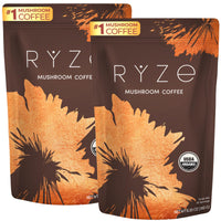 RYZE SUPERFOODS Mushroom Coffee USDA Organic with 6 Adaptogenic Mushrooms and MCT Oil, USA Grown Instant Coffee for Better Energy, Focus, Digestion, Immunity with Lions Mane & Turkey Tail, 30 servings