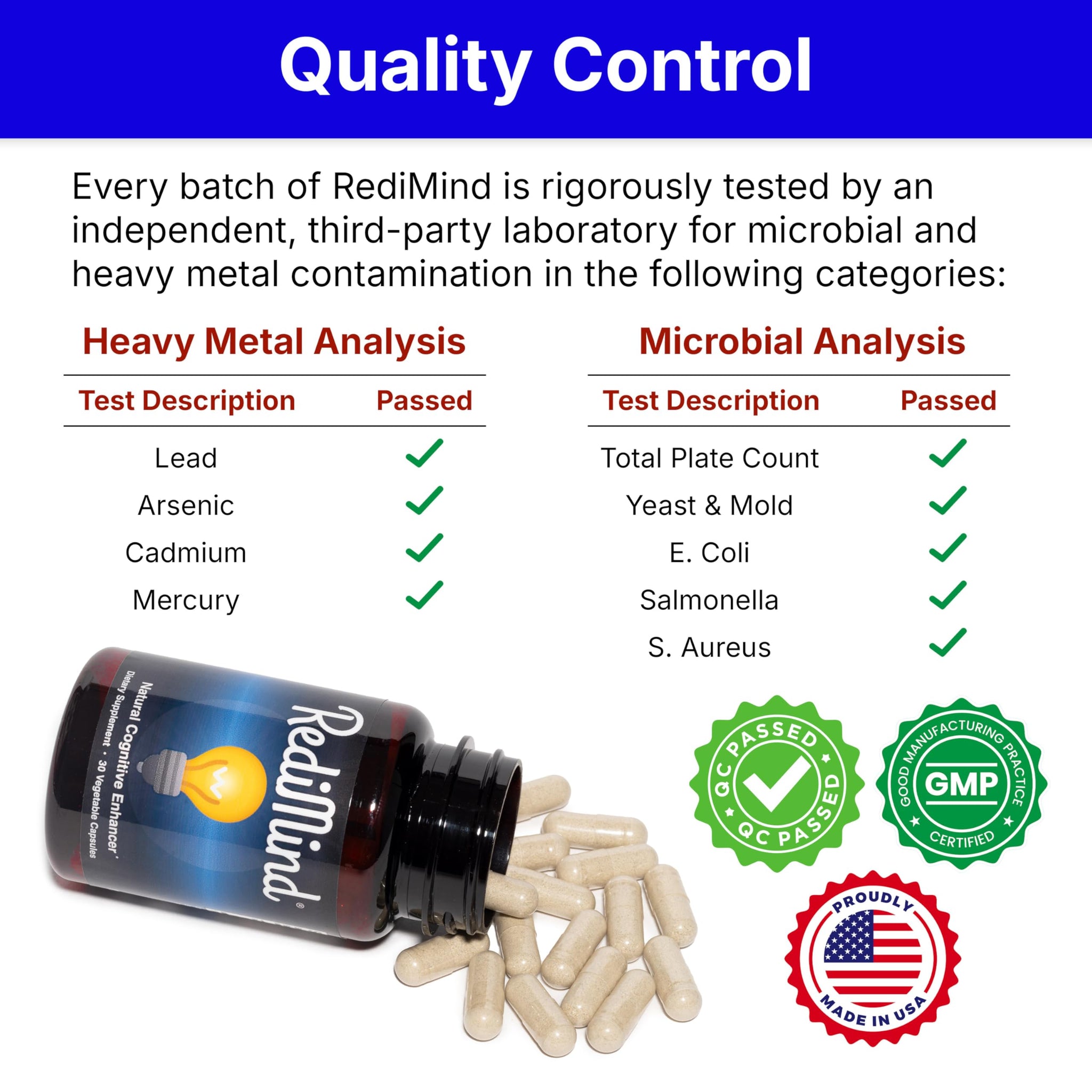 RediMind - Natural Cognitive Enhancement Supplement Capsule - Non-GMO, Vegan, Gluten-Free