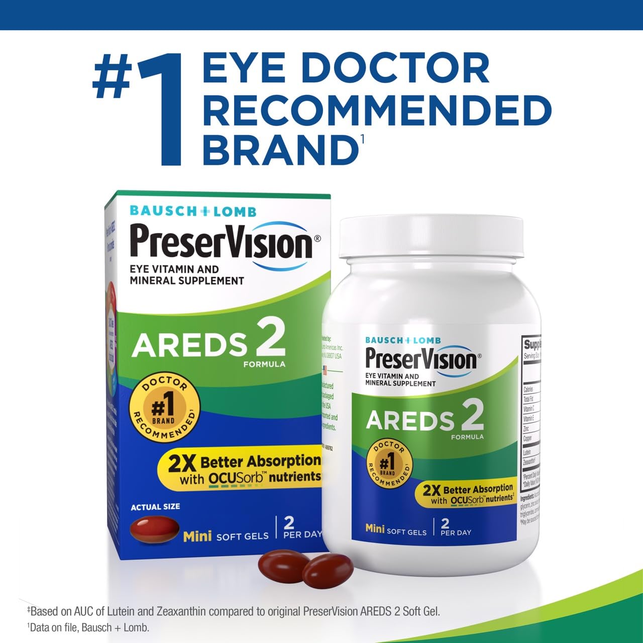 PreserVision AREDS 2 Eye Vitamins, #1 Eye Doctor Recommended Brand, Lutein and Zeaxanthin Supplement with Vitamin C, Vitamin E, Zinc, and Copper, 90 Softgels (Minigels)