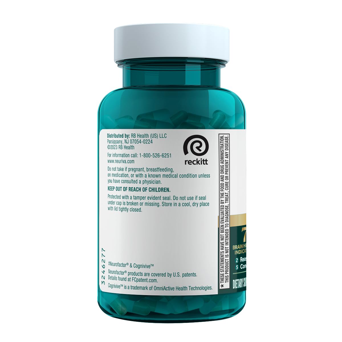 NEURIVA Ultra Decaffeinated Clinically Tested Nootropic Brain Supplement for Mental Alertness, Memory, Focus & Concentration, Cognivive, Neurofactor, Phosphatidylserine, Vitamins B6 B12, 60 Capsules