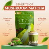 RYZE SUPERFOODS All Day Energy Bundle with Mushroom Coffee + Mushroom Matcha, USDA Organic with 6 Adaptogenic Mushrooms + MCT Oil & Matcha for Better Energy, Focus, Digestion, Immunity, 30+30 serving