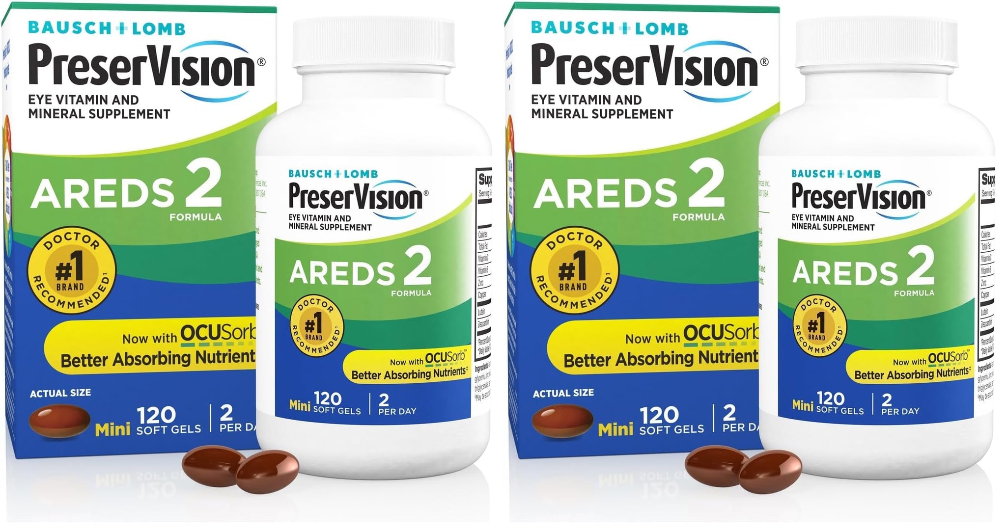 PreserVision AREDS 2 Eye Vitamin & Mineral Supplement, Contains Lutein, Vitamin C, Zeaxanthin, Zinc & Vitamin E, 120 Softgels (Packaging May Vary) (Pack of 2)
